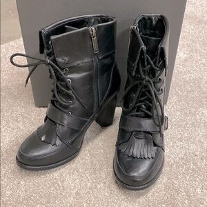 Harley-Davidson Black Lace-Up Boots with Chunky Heel